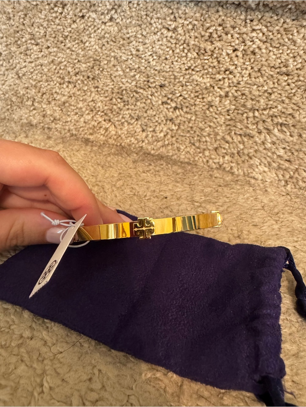 Tory Burch Gold-tone Logo Cuff Bracelet